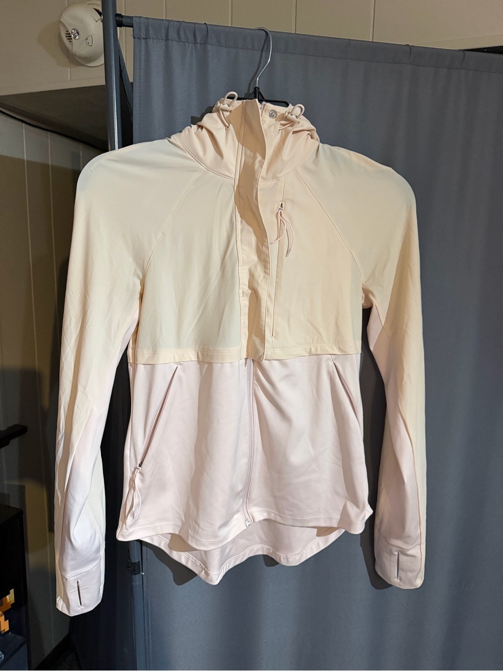 Women's Two-Tone Light Pink Hooded Zip Jacket